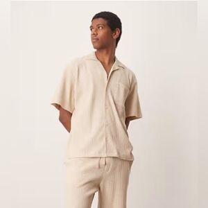 ZARA Mens Camp Collar Textured Pool Shirt